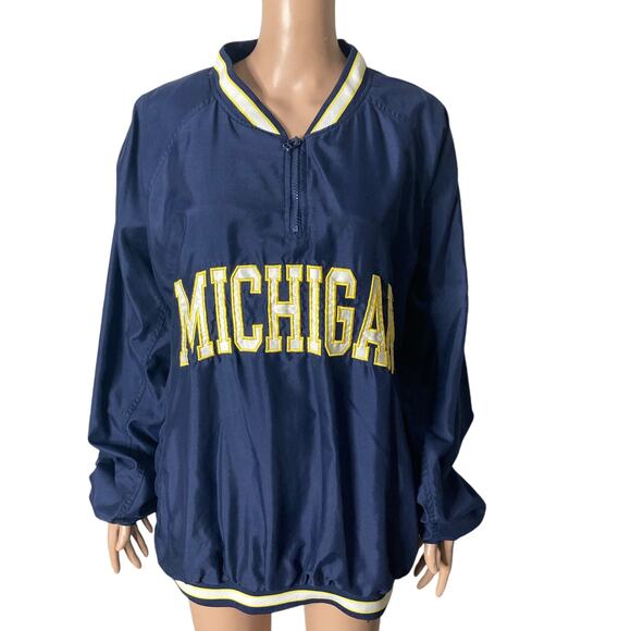 Vintage Michigan State Pullover Windbreaker Mens XL Spell Out Blue Yellow NCAA - Picture 10 of 10